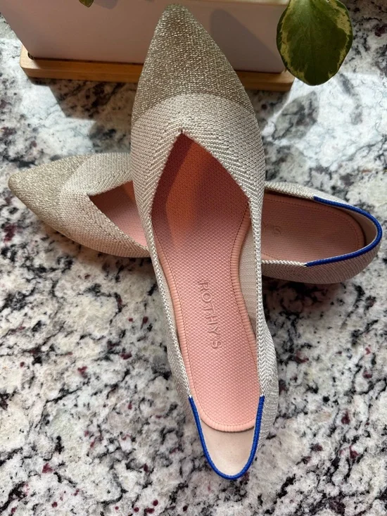 NWOT Rothy’s The Point Flats in Diamond Metallic Toe Size 8 - Picture 3 of 7